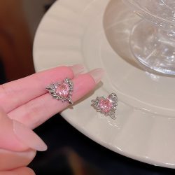   Bizsu fülbevaló Swarovski elemekkel Rózsaszín szerelmes fülbevaló A834