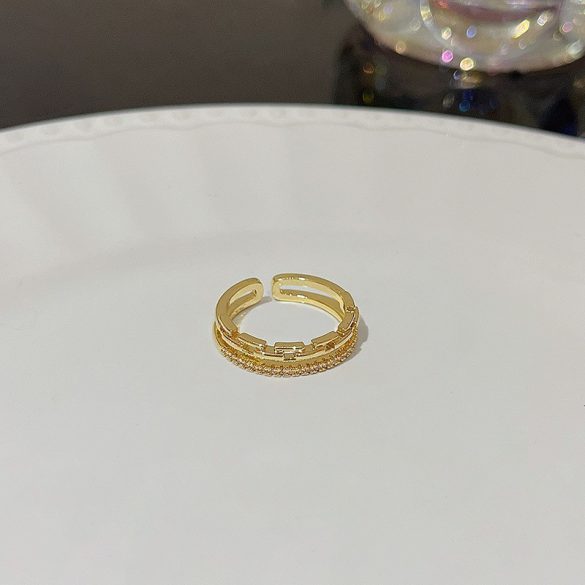 Bizsu gyűrű Nyitott gyűrű mérete állítható Duplamintás gyűrű J796