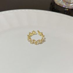   Bizsu gyűrű Nyitott gyűrű mérete állítható Levél gyöngyös gyűrű J816
