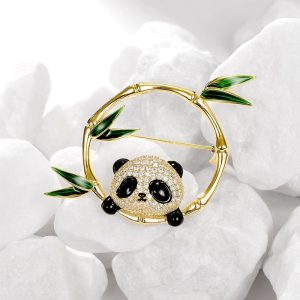 Zöld bambusz felsőkategóriás aranyos panda bross XZ952